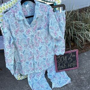 Paisley flannel 2 pc set Pajamas - Blue and Pink